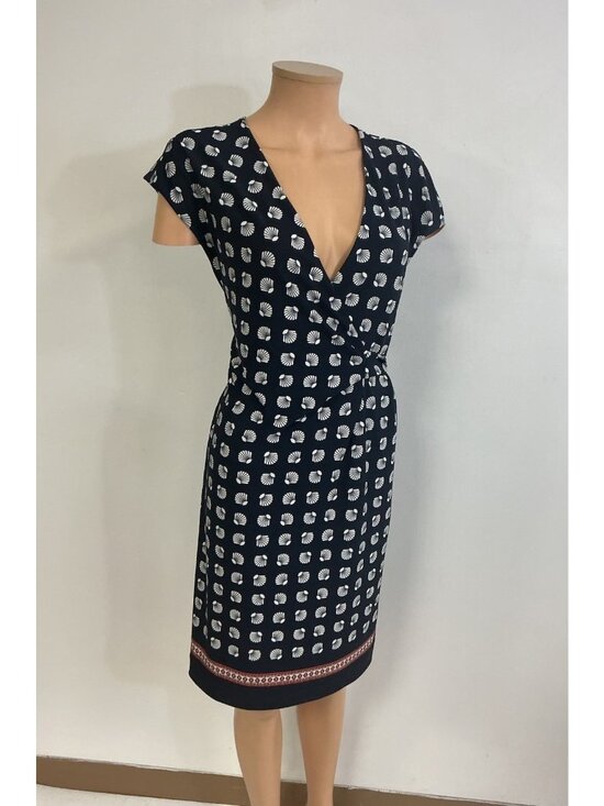 Ann Taylor Dresses & Skirts - Ann Taylor Navy Wrap Dress Seashell Print Womens 0